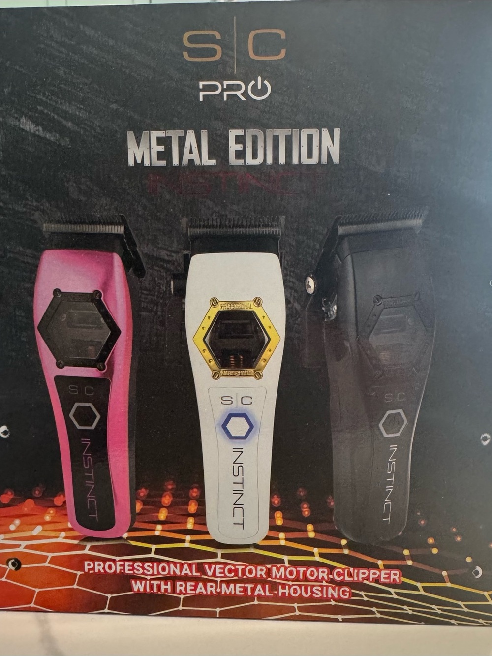 SC Pro Metal Edition Instinct Men's Hair Clipper - Black, White, Pink